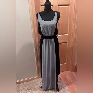 NWT Eyeshadow Clothing Soft Black & White Striped Maxi Tank Dress Coastal Chic L
